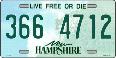 NH license plate 3664712