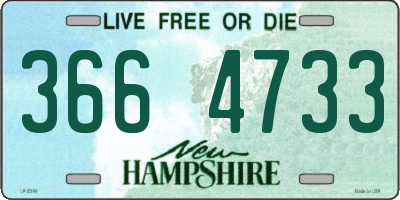NH license plate 3664733