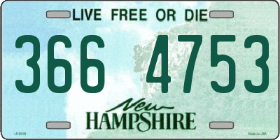 NH license plate 3664753