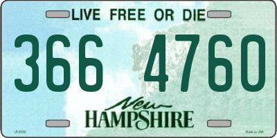 NH license plate 3664760
