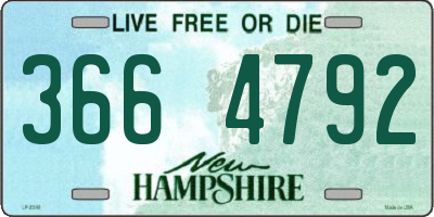 NH license plate 3664792