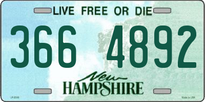 NH license plate 3664892