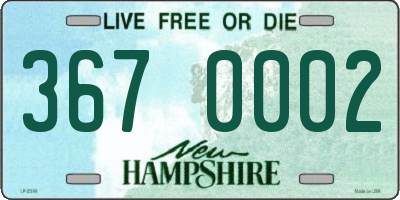 NH license plate 3670002