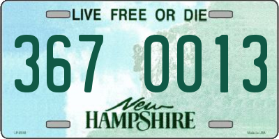 NH license plate 3670013