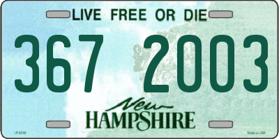 NH license plate 3672003