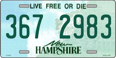 NH license plate 3672983