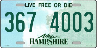 NH license plate 3674003