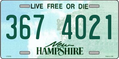 NH license plate 3674021