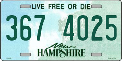 NH license plate 3674025