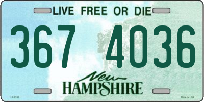 NH license plate 3674036