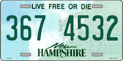 NH license plate 3674532