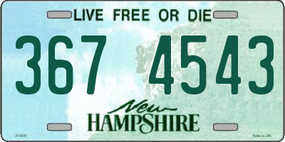 NH license plate 3674543