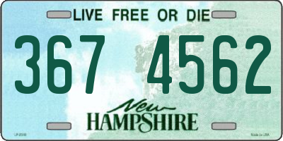NH license plate 3674562