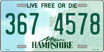 NH license plate 3674578