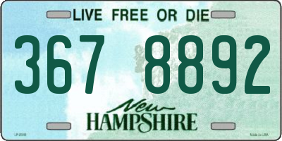 NH license plate 3678892