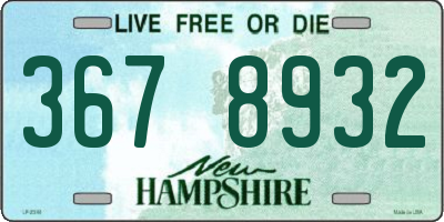 NH license plate 3678932