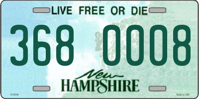 NH license plate 3680008