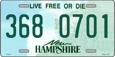 NH license plate 3680701