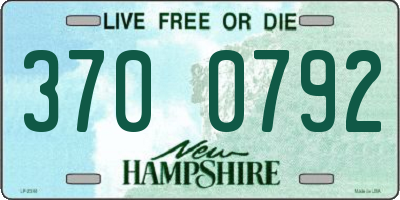 NH license plate 3700792
