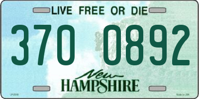 NH license plate 3700892