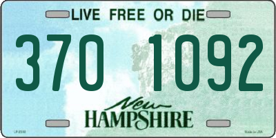 NH license plate 3701092