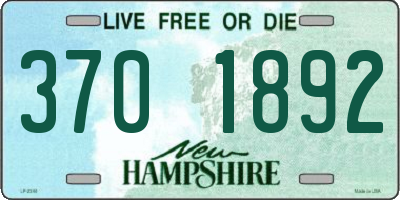 NH license plate 3701892