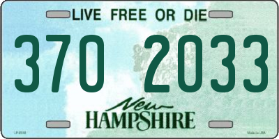 NH license plate 3702033