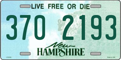 NH license plate 3702193