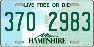 NH license plate 3702983