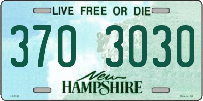 NH license plate 3703030