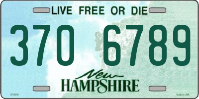 NH license plate 3706789