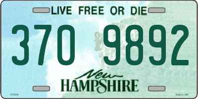 NH license plate 3709892