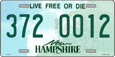NH license plate 3720012