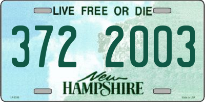NH license plate 3722003
