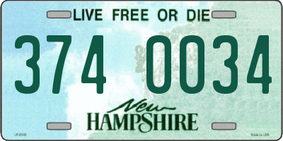 NH license plate 3740034