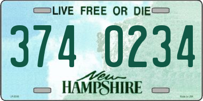 NH license plate 3740234