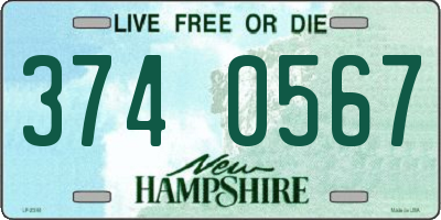 NH license plate 3740567