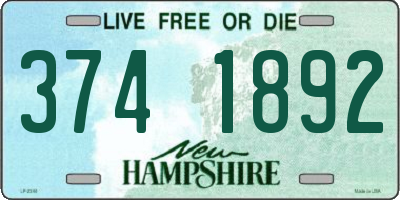 NH license plate 3741892