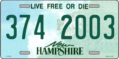 NH license plate 3742003