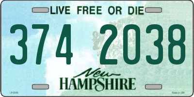 NH license plate 3742038