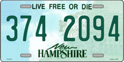 NH license plate 3742094