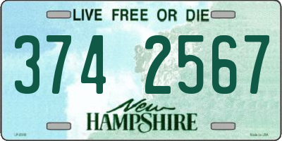 NH license plate 3742567