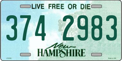 NH license plate 3742983