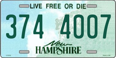 NH license plate 3744007
