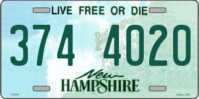NH license plate 3744020