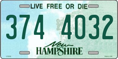 NH license plate 3744032