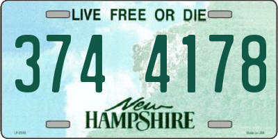 NH license plate 3744178