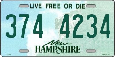 NH license plate 3744234