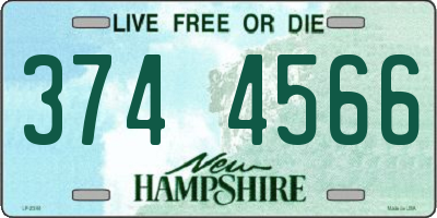 NH license plate 3744566