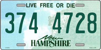 NH license plate 3744728